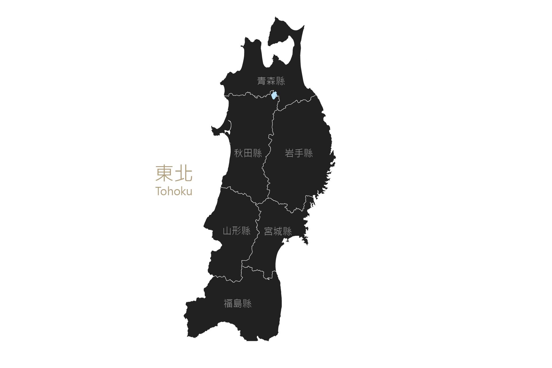 日本東北範圍示意圖